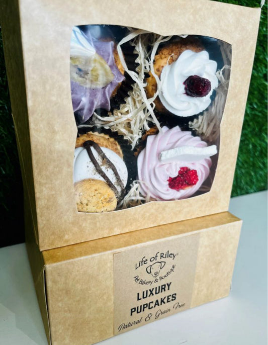 4 x Luxury Doggy Pupcake Giftbox—Grain Free Natural Dog Cupcakes