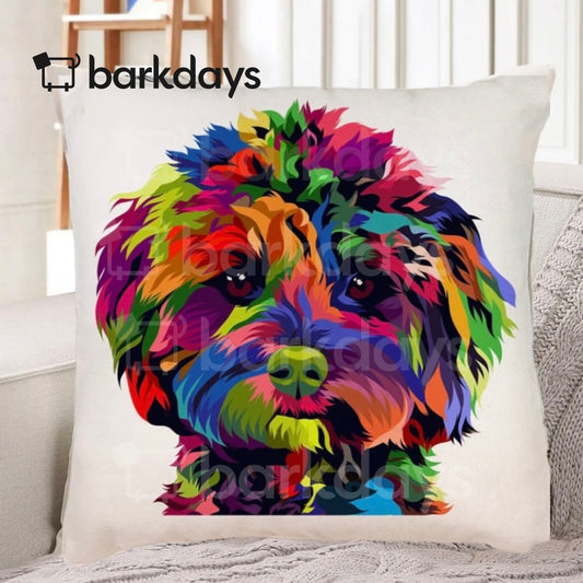 Cockapoo Cushion Pet Portrait Colourful Pop Art Dog Pillow Gift